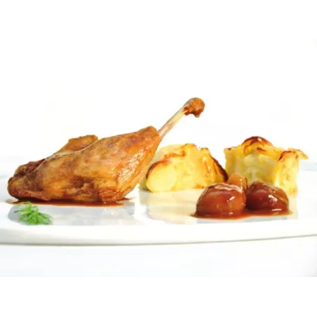Confit de Pato Cascajares con salsa Marnier y gratén de patatas