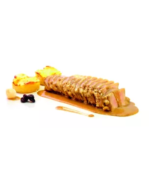 Duroc pork fillet with Pedro Ximénez sauce and potato gratin