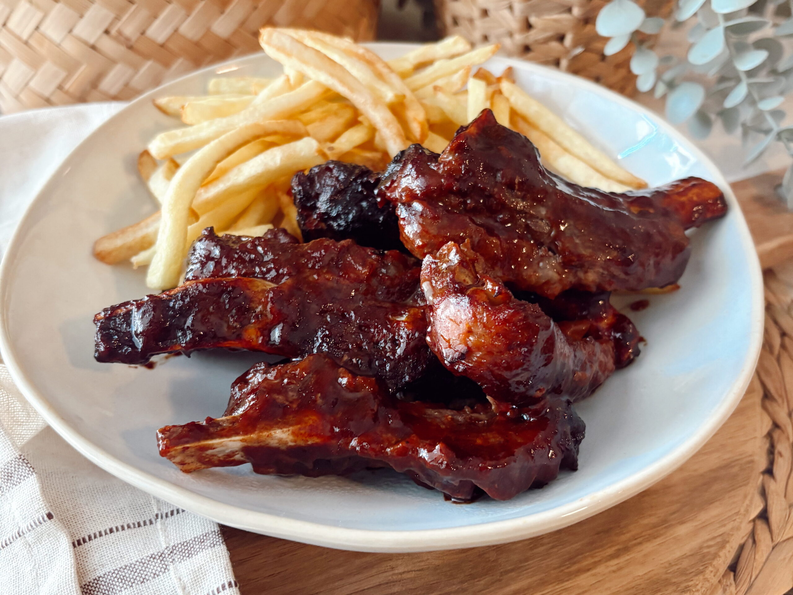 Receta rápida de costillas barbacoa en freidora de aire